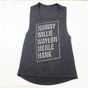 Johnny Willie Waylon Merle Hank black muscle tank top